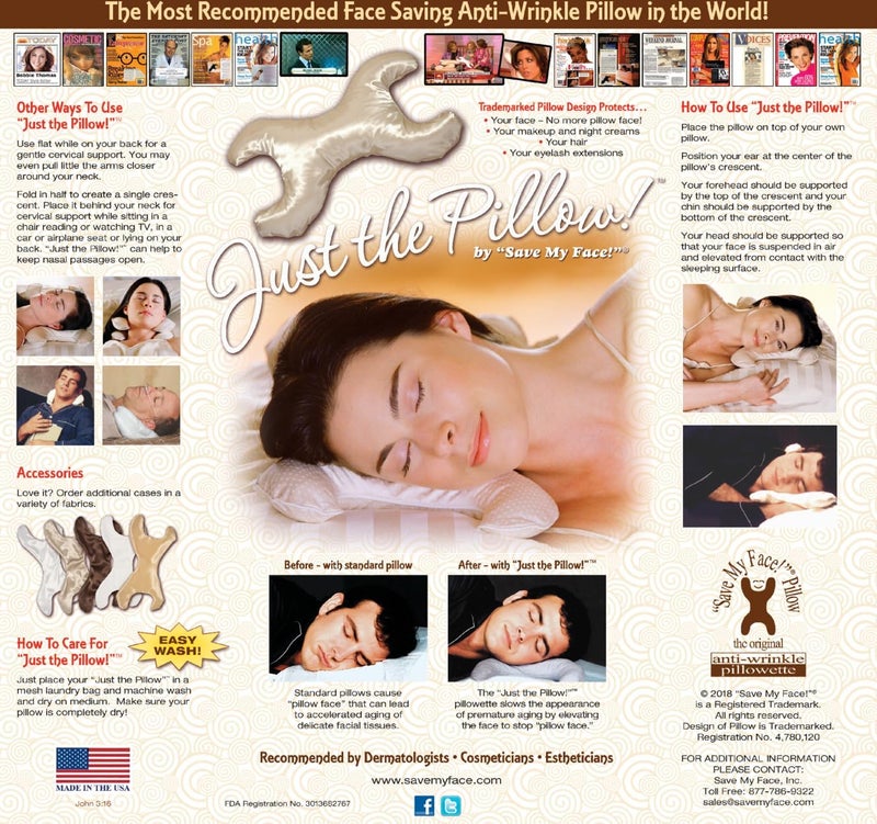 Save My Face! Just The Pillow by Beauty Pillow - Anti-Wrinkle La Petite Size in Soft Champagne Color - Image 2
